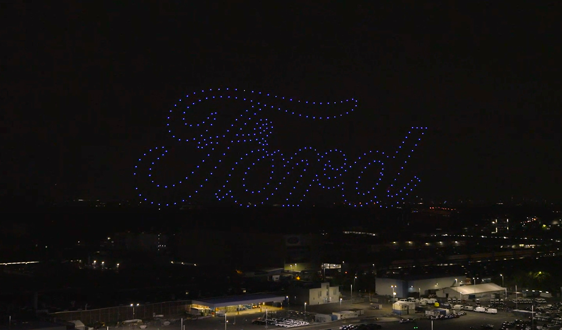 Caption: Ford logo. Photo: Taken from video by CINEQUADS